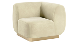 Colette Corner Chair Gold Base - Ivory Velvet rental New York, NY