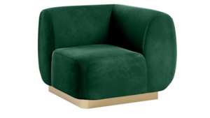 Colette Corner Chair Gold Base - Emerald Velvet rental New York, NY