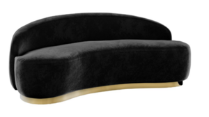 Colette Coco Gold Base Love Seat - Black Velvet rental New York, NY