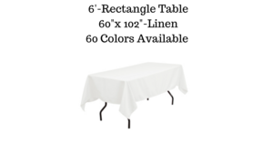 Lap Length Linens-6" Table rental Pagosa Springs, CO