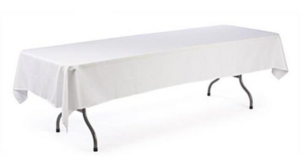 52" X 114" White Polyester Linen rental Auburn, AL