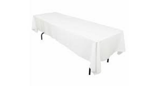 60" X 126" White Polyester Linen rental Auburn, AL