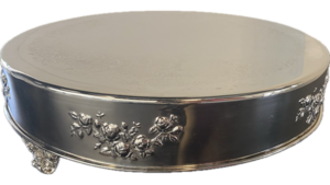 14" Silver Round Floral Cake Stand rental Auburn, AL
