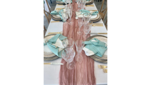 19X120 Dusty Rose Gauze Table Runner rental Jupiter, FL