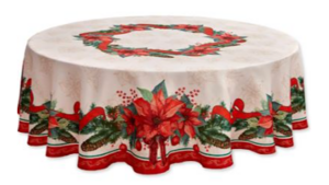 70" Ivory Christmas Poinsettas Overlay rental Jupiter, FL