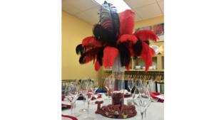 Black (Red) Feathers W/Glass Vase Centerpiece rental Jupiter, FL