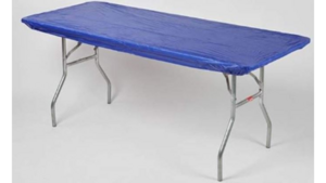 Kwik 8' X 30"Navy Blue Fitted Plastic Table Cover rental Jupiter, FL
