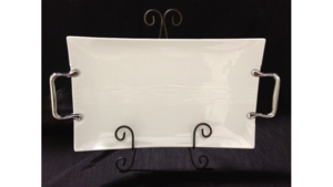 White Ceramic Rectangular Tray W/ Ss Handles rental Jupiter, FL