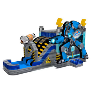 Blue Robot Bounce House Combo W rental Houston, TX