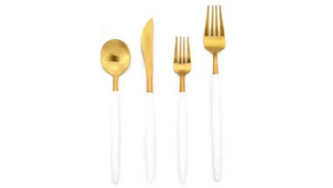 White & Gold Flatware Full Set rental Central Pennsylvania, PA