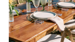Honey Brown Farmhouse Table rental Northern Virginia - Winchester - Leesburg, VA