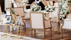 French Linen Lounge (W Gold & Glass Coffee Table) rental Northern Virginia - Winchester - Leesburg, VA