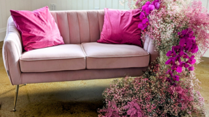 Modern Settee - Pastel Pink rental Frederick, MD
