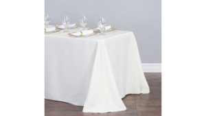 90"X132" White Polyester Tablecloths rental Dallas-Ft. Worth, TX