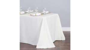 90"X156" White Polyester Tablecloths rental Dallas-Ft. Worth, TX