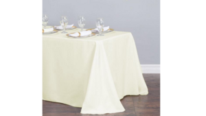 90”X156” Ivory Polyester Tablecloths rental Dallas-Ft. Worth, TX