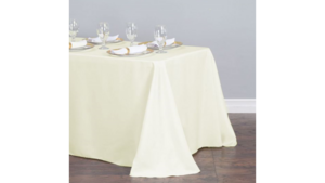90"X132" Ivory Polyester Tablecloth rental Dallas-Ft. Worth, TX