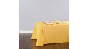 90"X132" Gold Polyester Tablecloths rental Dallas-Ft. Worth, TX