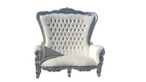 Queen Loveseat Throne Silver/White Throne Chair rental Dallas-Ft. Worth, TX