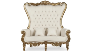 Queen Loveseat Throne Gold/White Chair rental Dallas-Ft. Worth, TX