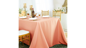 90"X132" Peach Polyester Tablecloth rental Dallas-Ft. Worth, TX