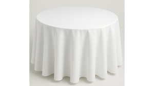 110" Round White Poly Linen rental Naples, FL