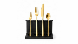 Gold Flatware Square Set rental Naples, FL