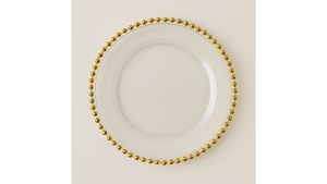 Gold Bead Rim Glass Charger rental Naples, FL