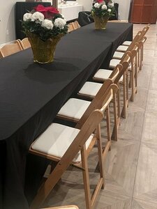 Natural Wood Folding Chair w/ Tan Vinyl Padded rental Long Island, NY