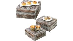 Buffet Risers Torched Wood Set rental Las Vegas, NV