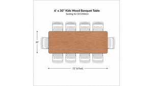 6'X30" Kids Wood Folding Banquet Table rental Las Vegas, NV