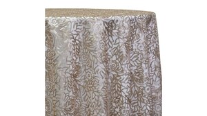 Champagne Embroidered Lace Chair Cover rental Austin, TX