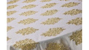 Gold 90" Square Galaxy Sheer Overlay rental Austin, TX