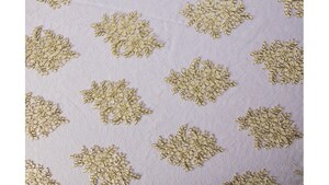 Gold 80" Square Lace Overlay rental Austin, TX