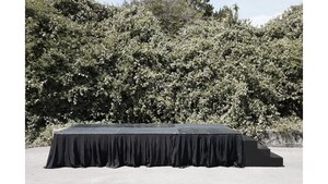 21'X36" Tall Black Stage Skirt rental Austin, TX