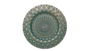 Teal And Gold Peacock Acrylic Charger 13" rental Austin, TX