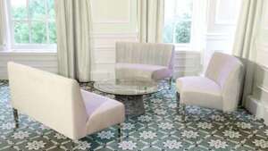 Kincaid Ivory Velvet Curved Banquette rental Austin, TX