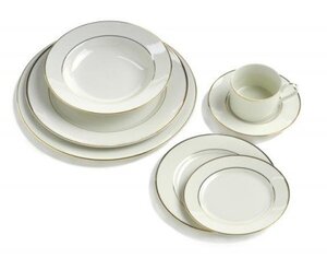 White China With Gold Rim Dinnerware rental Milwaukee, WI