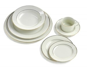 White Rim China With Gold Edge Dinnerware rental Milwaukee, WI