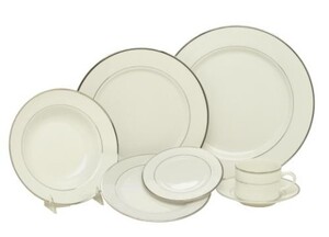 White Rim China With Silver Edge Dinnerware rental Milwaukee, WI