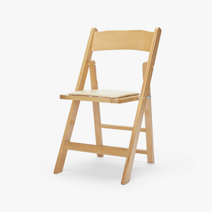 Natural Wood Folding Chair w/ Padded Seat rental Los Angeles, CA