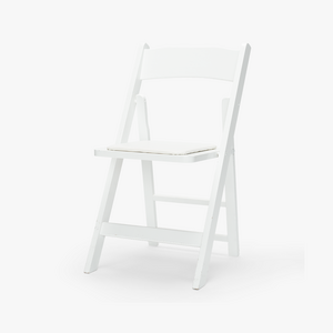 White Wood Folding Chair w/ Padded Seat rental Los Angeles, CA