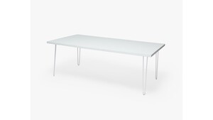Hairpin Table, White Wood, 7' x 45" rental Los Angeles, CA