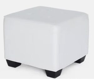 White Leather Ottoman rental Los Angeles, CA
