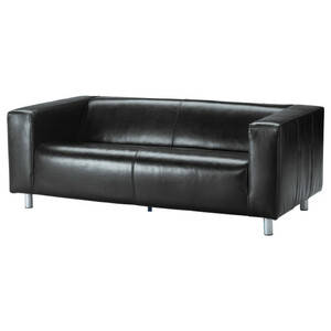 Sofa - black split leather rental Los Angeles, CA