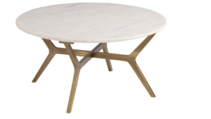 Coffee Table White Marble & Gold Metal rental Austin, TX