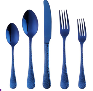 Blue Hammered Flatware rental Denver, CO