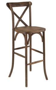 Cross Back Brown Bar Stool rental Denver, CO
