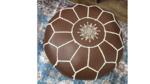 Brown & White Small Ottoman rental Denver, CO