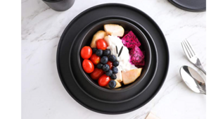 Black Thick Rimmed Plain Dinner Plate rental Denver, CO